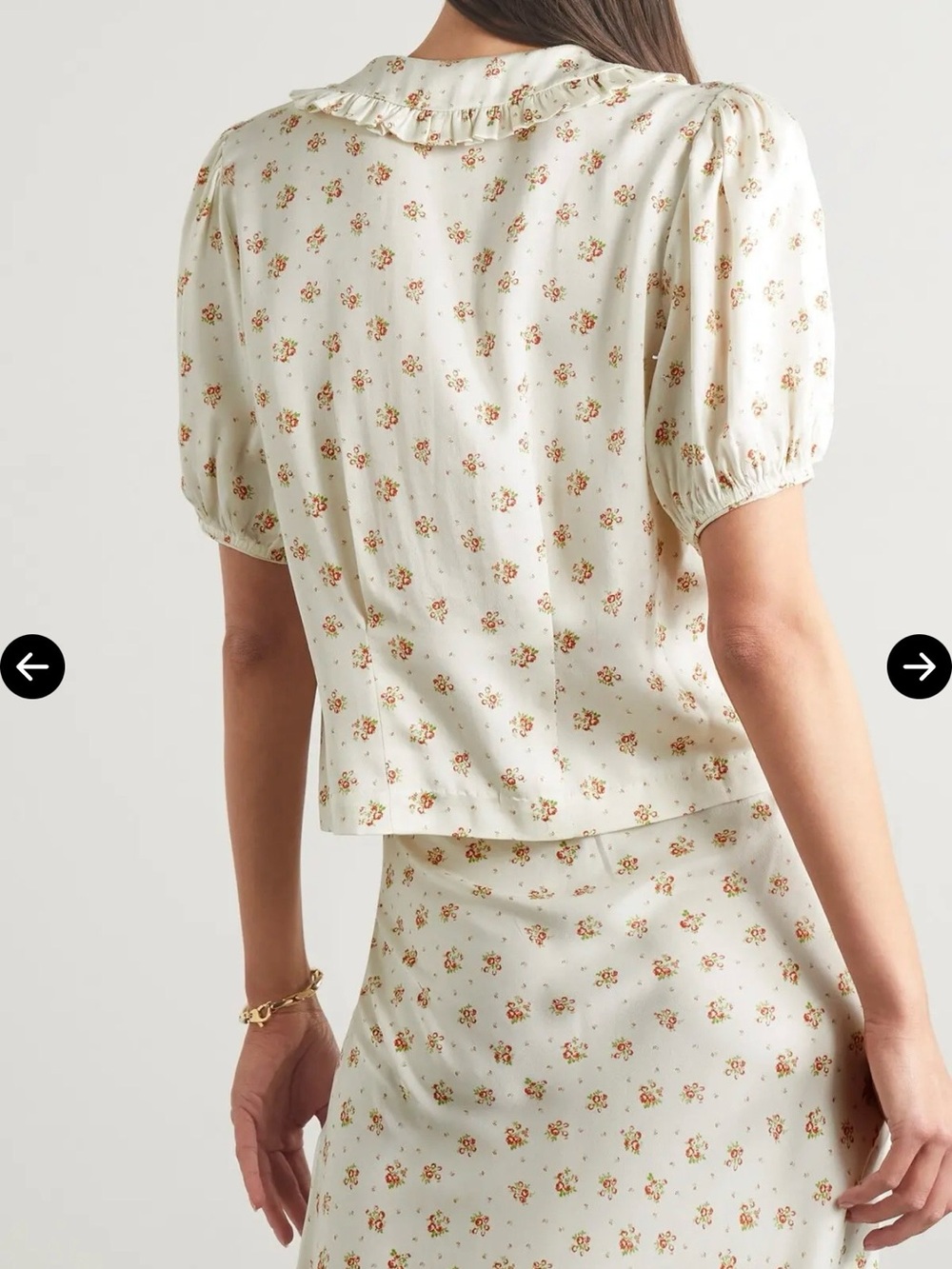 Doen Bel Ruffled Floral Print Silk-Charmeuse Blouse - Picture 7 of 7